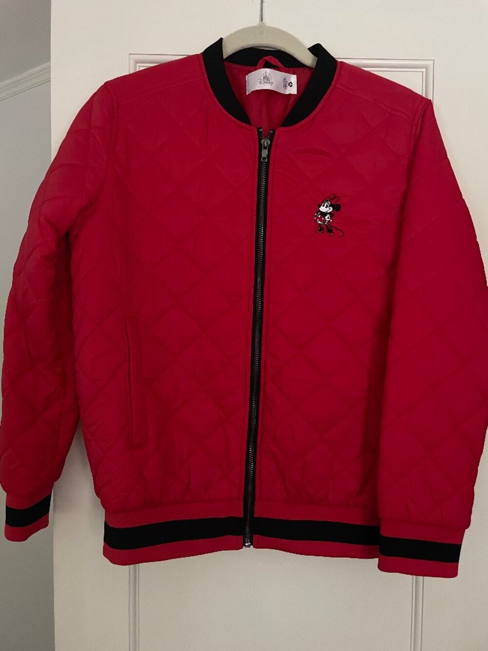 Disney Minnie Mouse Red Quilted Bomber Jacket NWOT S